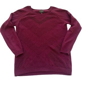 Market & Spruce Crew Neck Sweater with Design Elements in Wine Size Medium